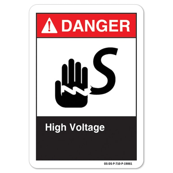 ANSI Danger, 10" Height, 14" Width, Aluminum, 14" W, 10" H, Landscape, High Voltage